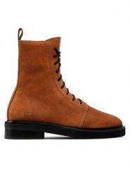 Simple Botki SL-34-02-000075 Brązowy. Brązowe botki Simple, bez wzorów, ze skóry, bez obcasa, na płaskiej podeszwie, bez zapięcia. Za 299.99 zł.