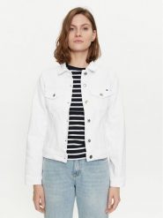 Tommy Hilfiger Kurtka jeansowa WW0WW41336 Biały Regular Fit. Białe kurtki Tommy Hilfiger, bez wzorów, z bawełny, bez kaptura. Za 379.99 zł.