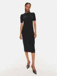 Calvin Klein Sukienka dzianinowa K20K207221 Czarny Slim Fit. Czarne sukienki Calvin Klein, xs, bez wzorów, z dzianiny, bez kołnierzyka, bez ramiączek. Za 359.99 zł.