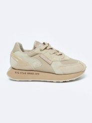 Buty damskie sportowe ze skóry naturalnej beżowe OO274564 801. Brązowe buty sportowe lifestyle BIG STAR, bez wzorów, z materiału, bez zapięcia, trekkingowe. W wyprzedaży za 279.99 zł.