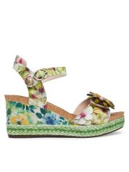 Laura Vita Sandały Facyo 75 Zielony. Zielone sandały LAURA VITA, bez wzorów, ze skóry, bez obcasa, na koturnie, bez zapięcia. Za 439.99 zł.