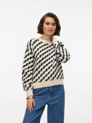 Vero Moda Sweter w kolorze kremowo-czarnym rozmiar: M. Brązowe swetry Vero Moda, m, bez wzorów, bez ramiączek. Za 84.01 zł.