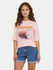 ONLY T-Shirt Phoebe 15351369 Różowy Regular Fit. Czerwone t-shirty ONLY, s, bez wzorów, z bawełny, bez kołnierzyka, bez ramiączek. Za 69.99 zł.