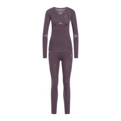 Komplet bielizny termoaktywnej damskiej ODLO Fundamentals Performance Warm. Fioletowe bielizna termoaktywna damska ODLO, bez wzorów, bez ramiączek, narciarskie. Za 309.99 zł.