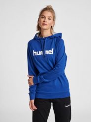 Bluza sportowa z kapturem damska Hummel Go Cotton Logo Hoodie Woman. Niebieskie bluzy z kapturem Hummel, xs, bez wzorów, z bawełny, z kapturem, do piłki ręcznej. Za 182.05 zł.