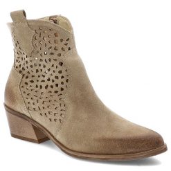 Beżowe Kowbojki Armodo Eleganckie Obuwie Damskie Na Obcasie. Brązowe botki Armodo, na jesień, w ażurowe wzory, z jeansu, boho, bez obcasa, na obcasie, bez zapięcia. Za 429.00 zł.