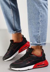 Czarno-Czerwone Sneakersy Qinerris. Czarne buty sportowe lifestyle Renee, z aplikacjami, sportowe, bez zapięcia. W wyprzedaży za 107.99 zł.