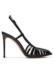 Le Silla Sandały Slingback Cage 2316B100RCPPKAB001 Czarny. Czarne sandały LE SILLA, bez wzorów, z lakierowanej skóry, bez obcasa, na szpilce, bez zapięcia. Za 3,049.00 zł.