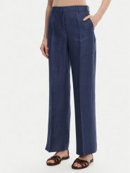 Weekend Max Mara Spodnie materiałowe Malizia 2515131052 Granatowy Regular Fit. Niebieskie spodnie materiałowe Weekend Max Mara, bez wzorów, ze lnu. Za 1,069.00 zł.