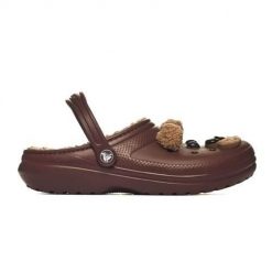 Buty do chodzenia damskie Crocs Classic Lined. Brązowe buty treningowe Crocs, bez wzorów, z materiału, bez zapięcia, trekkingowe. W wyprzedaży za 199.00 zł.