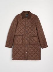 Pikowany płaszcz - brązowy. Brązowe płaszcze Sinsay, l, bez wzorów, bez kaptura. Za 89.99 zł.