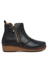 Pikolinos Botki Granada W0W-8988 Czarny. Czarne botki Pikolinos, bez wzorów, ze skóry, bez obcasa, na słupku, bez zapięcia. Za 759.99 zł.