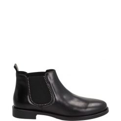 CZARNE BOTKI 7734840 GAU NERO. Czarne botki Venezia, bez wzorów, ze skóry, bez obcasa, bez zapięcia. Za 239.00 zł.