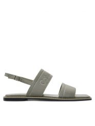 Calvin Klein Sandały Flat Sandal He HW0HW01990 Szary. Szare sandały Calvin Klein, bez wzorów, z materiału, bez obcasa, na płaskiej podeszwie, bez zapięcia. Za 449.99 zł.