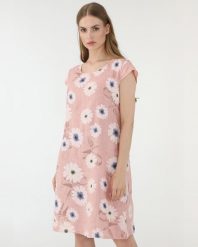 LNIANA SUKIENKA W MARGARETKI. Sukienki Unisono, na co dzień, l, bez wzorów, prążkowane, bez kołnierzyka, bez ramiączek, mini, proste. Za 189.00 zł.