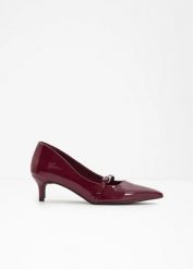 Czółenka. Czerwone czółenka bonprix, bez wzorów, z lakierowanej skóry, eleganckie, bez obcasa, bez zapięcia. Za 109.99 zł.