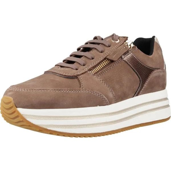 Buty GEOX D KENCY A Brązowy. Brązowe trekkingi Geox, bez wzorów, ze skóry, bez zapięcia, na fitness i siłownię. Za 337.99 zł.