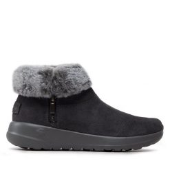 Botki Skechers. Szare botki Skechers, bez wzorów, bez obcasa, na płaskiej podeszwie, bez zapięcia. Za 239.99 zł.