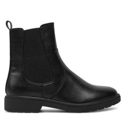 Botki Jana. Czarne botki JANA, bez wzorów, bez obcasa, na płaskiej podeszwie, bez zapięcia. Za 179.99 zł.