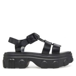 Sandały Melissa. Czarne sandały Melissa, bez wzorów, bez obcasa, na płaskiej podeszwie, bez zapięcia. Za 559.99 zł.