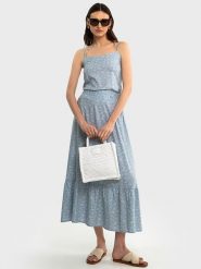 BIG STAR Top w kolorze błękitnym rozmiar: L. Niebieskie topy BIG STAR, l, bez wzorów, z wiskozy, retro, bez kołnierzyka, bez ramiączek. Za 54.99 zł.