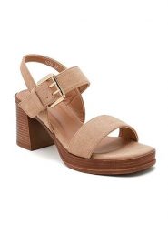 Sixth Sens Sandały w kolorze beżowym na obcasie rozmiar: 39. Brązowe sandały Sixth Sens, bez wzorów, z otwartym noskiem, bez obcasa, na koturnie, bez zapięcia. Za 113.99 zł.