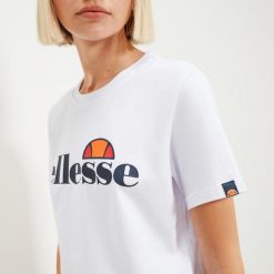 Koszulka treningowa damska Ellesse Albany. Białe t-shirty sportowe Ellesse, bez wzorów, z bawełny, bez ramiączek, na fitness i siłownię. Za 89.99 zł.