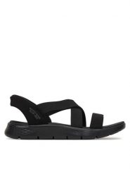 Skechers Sandały Go Walk Flex Sandal - Glimmer 141489/BBK Czarny. Czarne sandały Skechers, bez wzorów, z materiału, bez obcasa, na płaskiej podeszwie, bez zapięcia. Za 319.99 zł.