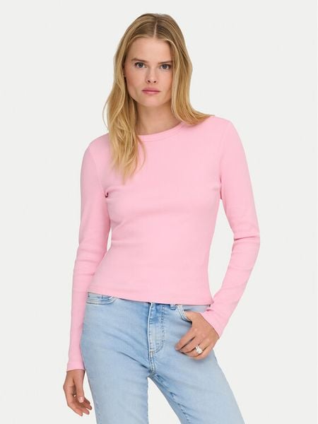 ONLY Bluzka Val 15371305 Różowy Regular Fit. Czerwone bluzki ONLY, m, bez wzorów, z bawełny, bez kołnierzyka, bez ramiączek. Za 79.99 zł.