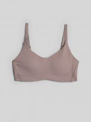 4F Biustonosz do jogi z niskim wsparciem damski - beżowy M. Brązowe biustonosze sportowe 4f, bez wzorów, na fitness i siłownię. Za 129.99 zł.