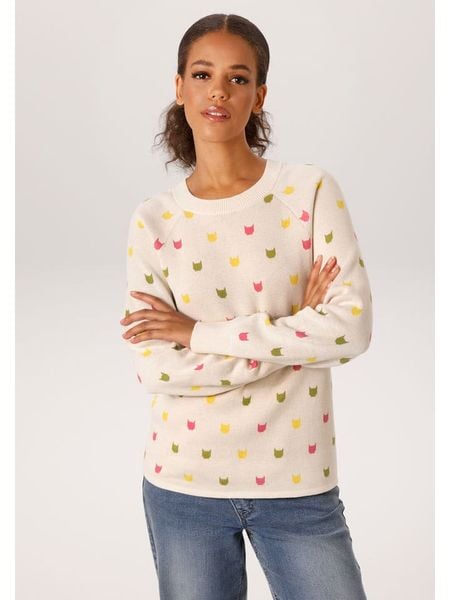 Aniston Sweter w kolorze beżowym rozmiar: 38. Brązowe swetry Aniston, bez wzorów, z bawełny, bez ramiączek. Za 100.99 zł.