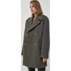 Pinko płaszcz wełniany kolor zielony przejściowy dwurzędowy. Zielone płaszcze Pinko, bez wzorów, z wełny, klasyczne, bez kaptura. Za 2,399.90 zł.