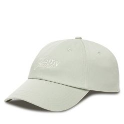 Czapka z daszkiem Tommy Jeans. Zielone czapki z daszkiem Tommy Jeans, bez wzorów, z jeansu. Za 129.99 zł.