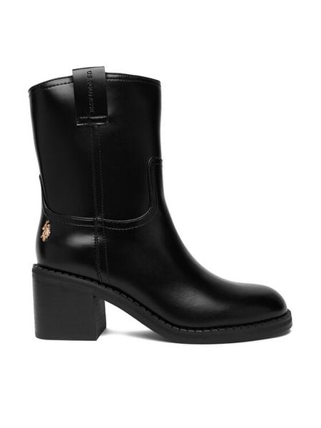 U.S. Polo Assn. Botki EO-KATIA001W/EY1 Czarny. Czarne botki U.S. Polo Assn., bez wzorów, ze skóry, bez obcasa, na słupku, bez zapięcia. Za 329.99 zł.
