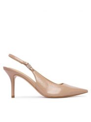 Guess Szpilki FLTNAS LEP05 Beżowy ciemny. Brązowe szpilki Guess, z aplikacjami, z lakierowanej skóry, bez obcasa, na szpilce, bez zapięcia. Za 634.99 zł.