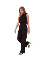 Elegancki Kombinezon z Dekoltem Holter - Czarny. Czarne kombinezony MOE, l, bez wzorów, z elastanu, eleganckie, bez kołnierzyka, bez ramiączek. Za 316.39 zł.