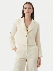 Marella Marynarka Papiro 2615041042 Écru Regular Fit. Białe marynarki i żakiety Marella, bez wzorów, ze lnu, bez ramiączek. Za 779.99 zł.