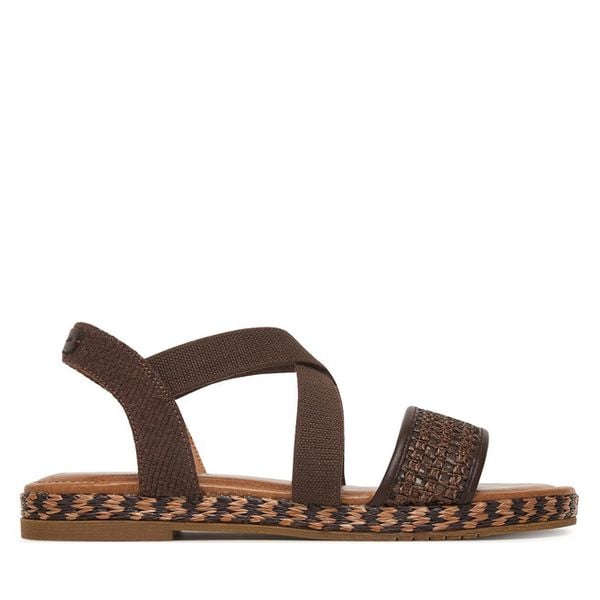 Sandały Tamaris. Brązowe sandały Tamaris, bez wzorów, bez obcasa, na płaskiej podeszwie, bez zapięcia. Za 259.99 zł.