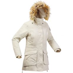 Parka turystyczna damska zimowa SH500 Ultra-Warm -20°C. Brązowe płaszcze QUECHUA, na zimę, m, bez wzorów, z syntetyku, sportowe, bez kaptura. Za 549.99 zł.
