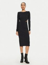 Patrizia Pepe Sukienka koktajlowa 8A1454/JZ26-K103 Czarny Slim Fit. Czarne sukienki Patrizia Pepe, bez wzorów, z syntetyku, wizytowe, bez kołnierzyka, bez ramiączek. Za 899.99 zł.