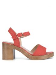 Lasocki Sandały RST-KSENIA-02 Czerwony. Czerwone sandały Lasocki, bez wzorów, ze skóry, bez obcasa, na słupku, bez zapięcia. Za 169.99 zł.