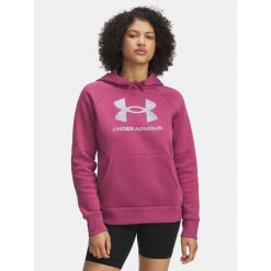 Bluza Under Armour Rival Feelce Shimmer Hoody. Czerwone bluzy Under Armour, bez wzorów, sportowe, bez ramiączek, bez kaptura. Za 177.29 zł.