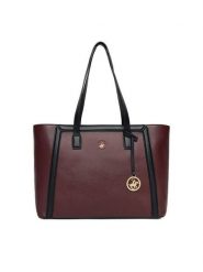 Beverly Hills Polo Club Torebka C-BHPC-L-007-08 Bordowy. Czerwone shopper bag Beverly Hills Polo Club, bez wzorów, z materiału, bez dodatków. Za 229.99 zł.