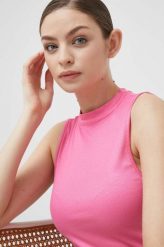 Sisley top damski kolor różowy odkryte plecy. Czerwone topy Sisley, l, bez wzorów, z dzianiny, bez kołnierzyka, bez ramiączek. Za 139.99 zł.