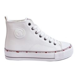Damskie Wysokie Trampki Cross Jeans KK2R4044C Białe. Białe trampki bez wzorów, z jeansu, klasyczne, bez zapięcia. Za 182.49 zł.