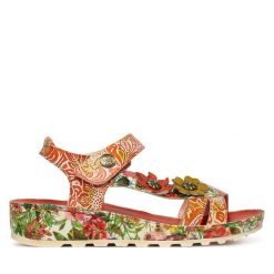 Sandały Laura Vita. Czerwone sandały LAURA VITA, bez wzorów, bez obcasa, na płaskiej podeszwie, bez zapięcia. Za 409.99 zł.