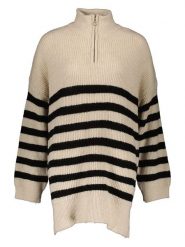 ONLY Sweter "Alfrida" w kolorze beżowo-czarnym rozmiar: M. Brązowe swetry ONLY, m, bez wzorów, ze splotem, bez ramiączek. Za 118.28 zł.