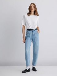 MAVI Dżinsy "Laura" - Tapered fit - w kolorze błękitnym rozmiar: W27/L27. Niebieskie jeansy Mavi, l, bez wzorów, z podwyższonym stanem. Za 154.95 zł.