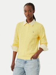 Tommy Hilfiger Sweter Fine WW0WW44993 Żółty jasny Regular Fit. Żółte swetry Tommy Hilfiger, xxs, bez wzorów, z bawełny, bez ramiączek. Za 529.99 zł.
