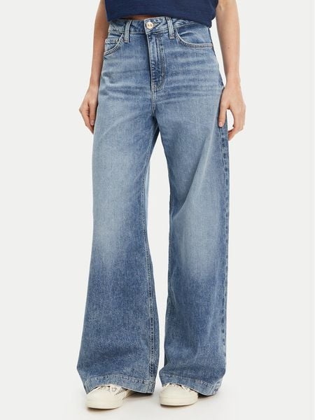 Guess Jeansy W5YA1C D5QP2 Niebieski Regular Fit. Niebieskie jeansy Guess, z aplikacjami, z bawełny. Za 329.99 zł.